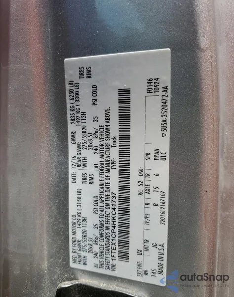 2017 Ford F150 Super Cab from USA, damaged, VIN 1FTEX1CP4HKC41737